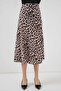 Women's Mink Leopard Patterned Satin Surface Midi Skirt with Elastic Waist Hzl23S-Bd1101471 - 5