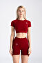 Dark Red Zenith Seamless Women's Sports Shorts Drawstring, Shaping / Sculpting and Sculpting Stretch Fabric - 3