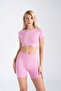 Light Pink Zenith Seamless Women's Sports Shorts Drawstring, Shaping / Sculpting and Sculpting Stretch Fabric - 3