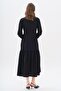 Gathered Waist Scalloped Detailed Dress Black 9324-E - 7
