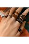 8-9 MULTI 7-piece set of retro leopard print irregular stacked rings for women with unique personali