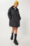 Quilted Coat with Fur Collar Black Lpys002 - 2