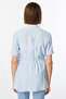 Minimalist Women's Blouse - Short Sleeve Shirt Collar Midi - 2