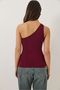 Women's Burgundy Drape Detailed One-Shoulder Soft Touch Flexible Viscose Blouse 4013 60284028 - 6