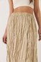 Women's Beige Elastic Waist Crush Effect Long Skirt 60283112 - 6