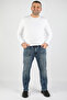 Large Size Basic Jeans Distressed Blue