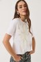 Women's White Floral Accessory Short Sleeve Cotton T-Shirt 60602040 - 6