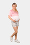 White Floral Printed Maternity Gabardine Shorts - 2