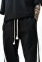 Men's Oblique Stripe Detailed Interlock Baggy Sweatpants Black - 6
