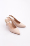 Women's Open Back Stone Detailed Heeled Shoes Beige Skin 2623332218142322 - 2