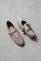 Abner Women's Drop Detail Wrinkled Leather Ballerinas Beige