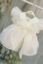 Wedding Dress Balloon Sleeve Pearl Girls Baby Off-White Evening Dress - 2