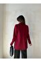 Women's Burgundy Atlas Single Button Blazer Jacket - 3
