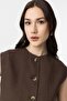 Brown Linen Blended Women's Vest - 3