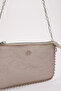 Gold Shk125 Faux Leather Bead Detailed Zippered Single Compartment Chain Strap Shoulder Bag - 5
