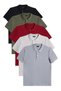 Men's 5-Pack Black-Khaki-Burgundy-Grey-Dark Grey Slim Fit Slim Fit Cotton Plain Pique Polo Neck T-Shirt