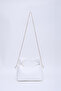 White Shk24 Soft Leather Knot Detailed Chain Strap Hand and Shoulder Bag L:14 W:22 W:8 Cm