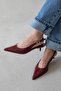 Cuesta Women's Heeled Patent Leather Shoes Claret Red