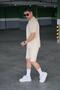 Men's Cotton Owersize Printed Waist Tie Zipper Pocket Shorts Suit - 5