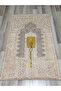 Silvery Embroidered 3 Piece Velvet Dowry Bridal Set Prayer Mat - 8
