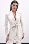 Patterned Long Jacket - Beige