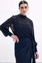 Stone Detailed Transparent Blouse - Navy Blue