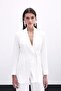 Square Patterned Belted Jacket - Ecru - 3
