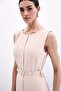 Belted Pencil Dress - Beige - 6