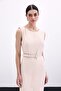 Belted Pencil Dress - Beige - 5
