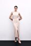 Belted Pencil Dress - Beige