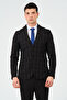 Siyah Ekose Blazer Ceket Regular Fit - 3