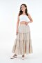 Women's Stone 100% Cotton Self Patterned Long Skirt 29091 - 4
