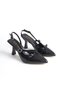 Women's Black Patent Leather Double Banded Buckle Detailed Light Classic Heeled Shoes - 6