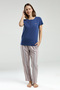Women's Indigo Pocket Short Sleeve Pajama Set R.O.8.9.Z.E.5.6..L.T. - 2