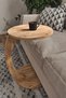 C-shaped Round End Table With Rolling Wheels - Atlantic Pine Pattern