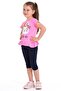 Crew Neck Cat Printed Pink Color Girls Tights Set - 4