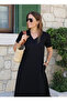 Women's short sleeve v-neck viscose dress with pockets
