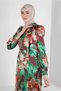 PATTERNED BELTED SATIN DRESS 43655 - 3