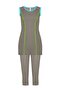 Remsa Lycra Sleeveless Semi Covered Hijab Swimsuit Green Blue Piping - 2