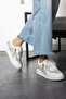 Oleague white leather women's sports shoes - 3
