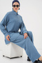 Women's Knitted Hijab Top and Bottom Set 6711 - Indigo