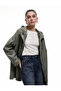 Hooded Faux Leather Raincoat with Binding Detail and Zippered Pockets