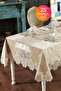 Velvet Luxury Tablecloth Set Lace Laced 25 Pieces Date Cappuccino
