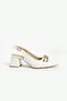 Dargix stone detail white patent leather women's heeled ballet flats - 4