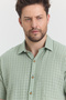 Men's Shirt - Muslin Waffle Checkered Collar Short Sleeve Shirt - 4045 - 4