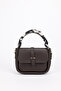Women's Gold Accessory Detailed Adjustable Strap Scarf Gift Brown Hand Shoulder and Crossbody Bag Milan - 4