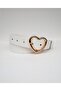 White Women's Belt with Heart Buckle, Jean Belt with Gold Buckle, Jacket Belt, Trouser Belt - 2
