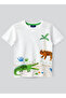 Jungle Fun Graphic Cotton T-Shirt for Boys - White