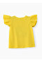 Vibrant Yellow Leafy Circle Cotton Tee for Girls - 2