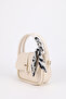 Women's Gold Accessory Strap Scarf - Milan Cream Crossbody and Hand Shoulder Bag with Adjustable Loop Detail - 6